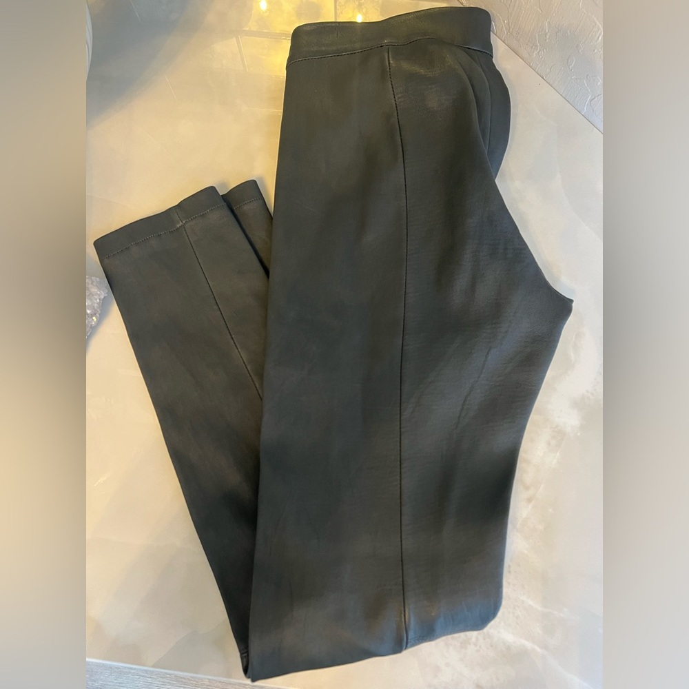 L’Agence Gray Leather Leggings